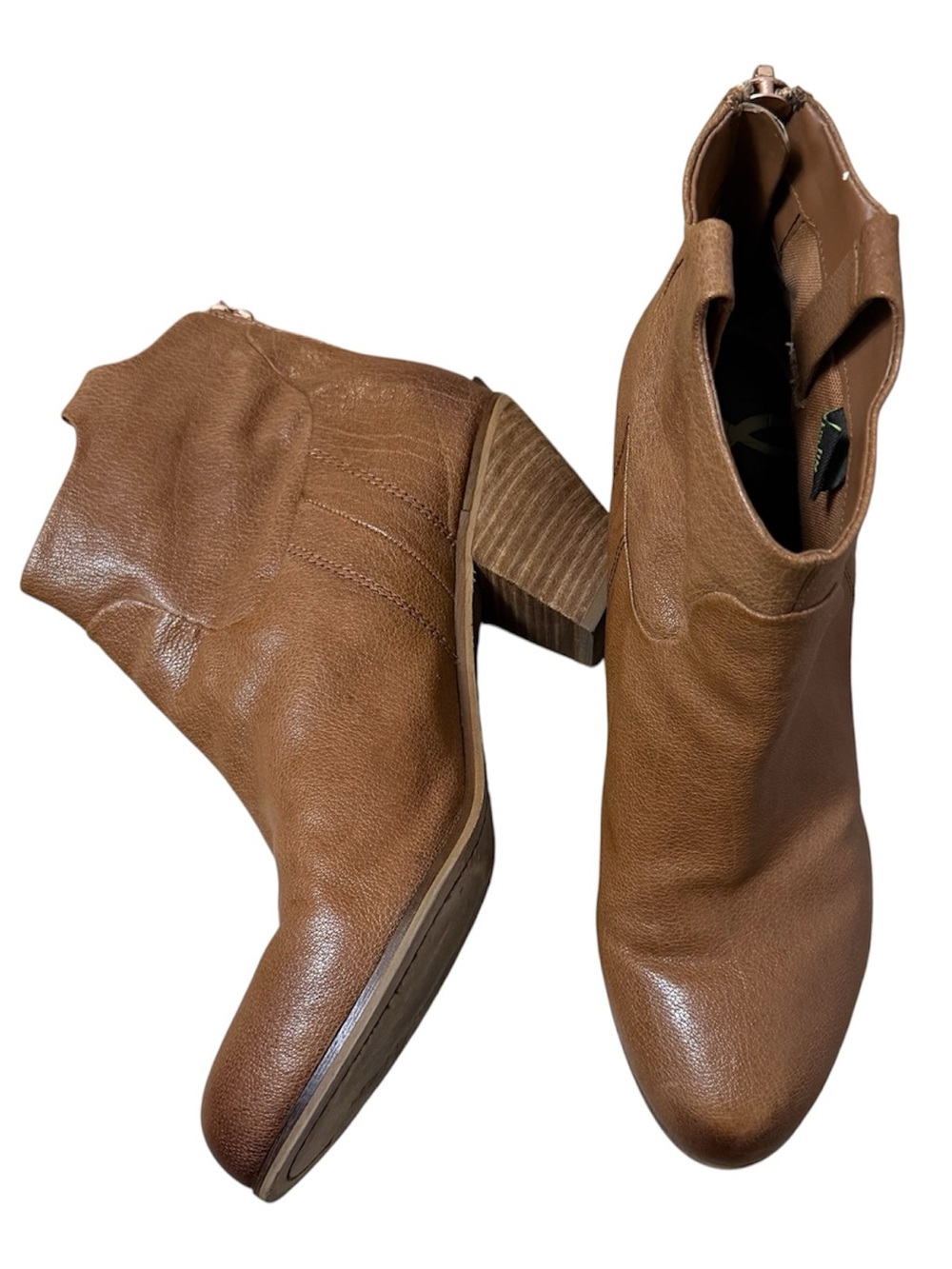 Sam Edelman Lisle Leather Women's 11 Tan Leather Block Heel Ankle Boots Western